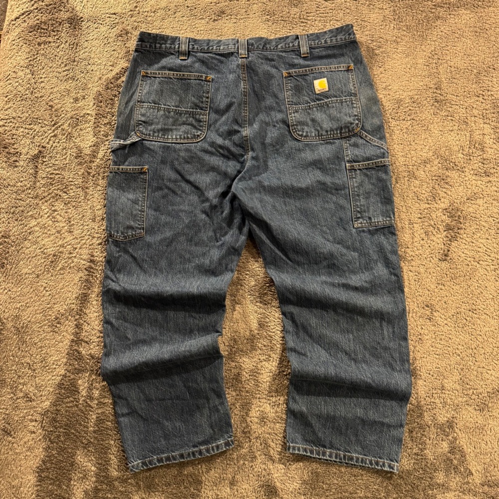 Carhartt Loose Fit Carpenter Jeans Mens 42x30 Dark Wash Blue Denim Work Pants